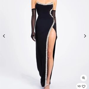 Black Crystal Embellished high slit gown